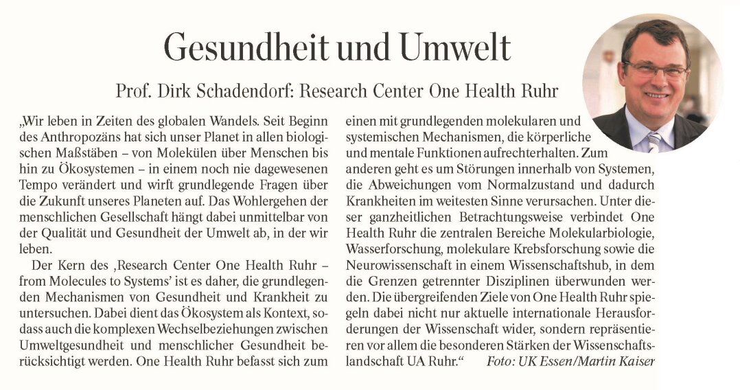O-Ton Prof. Dr. Dirk Schadendorf / RC One Health Ruhr